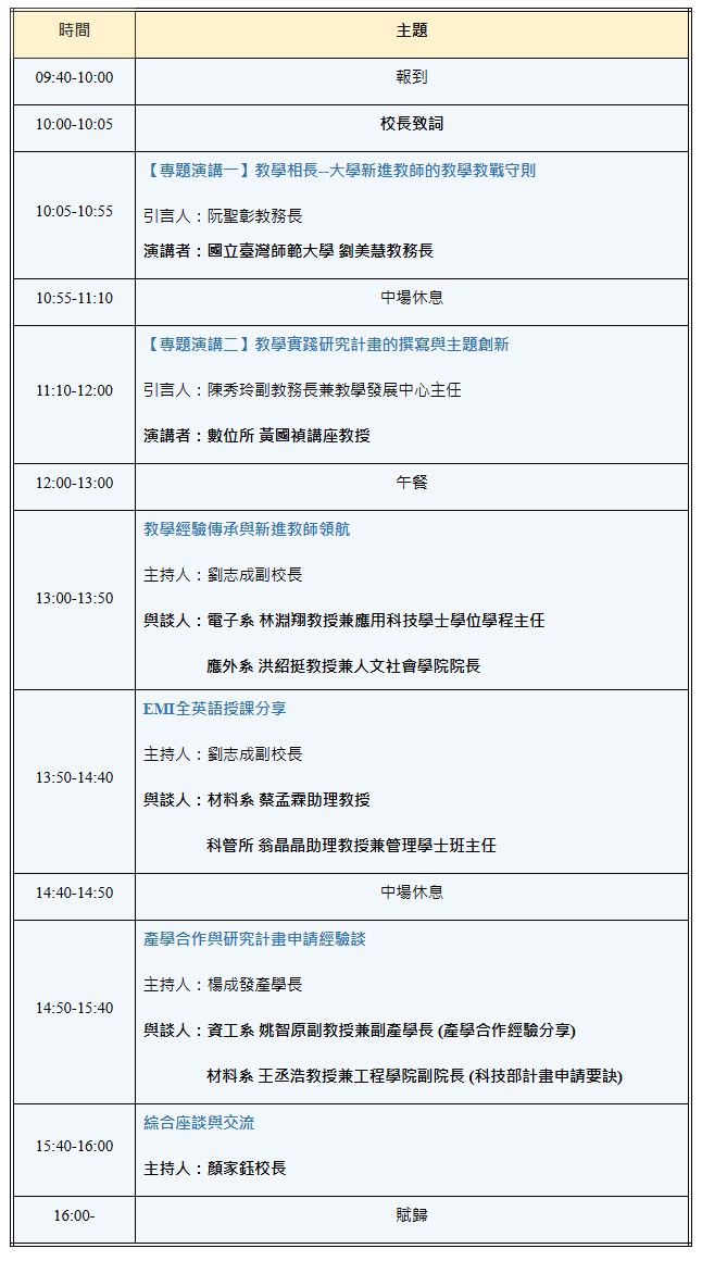 111.08.24(三) 國立臺灣科技大學 111學年度新進教師研習會